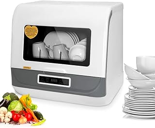 RENXR Mini Lavastoviglie Lavastoviglie da Banco Automatica Portatile, 3 modalità di Lavaggio 1200W, Turbo Design Risparmio Energetico Risparmio Idrico Anti-Calcare