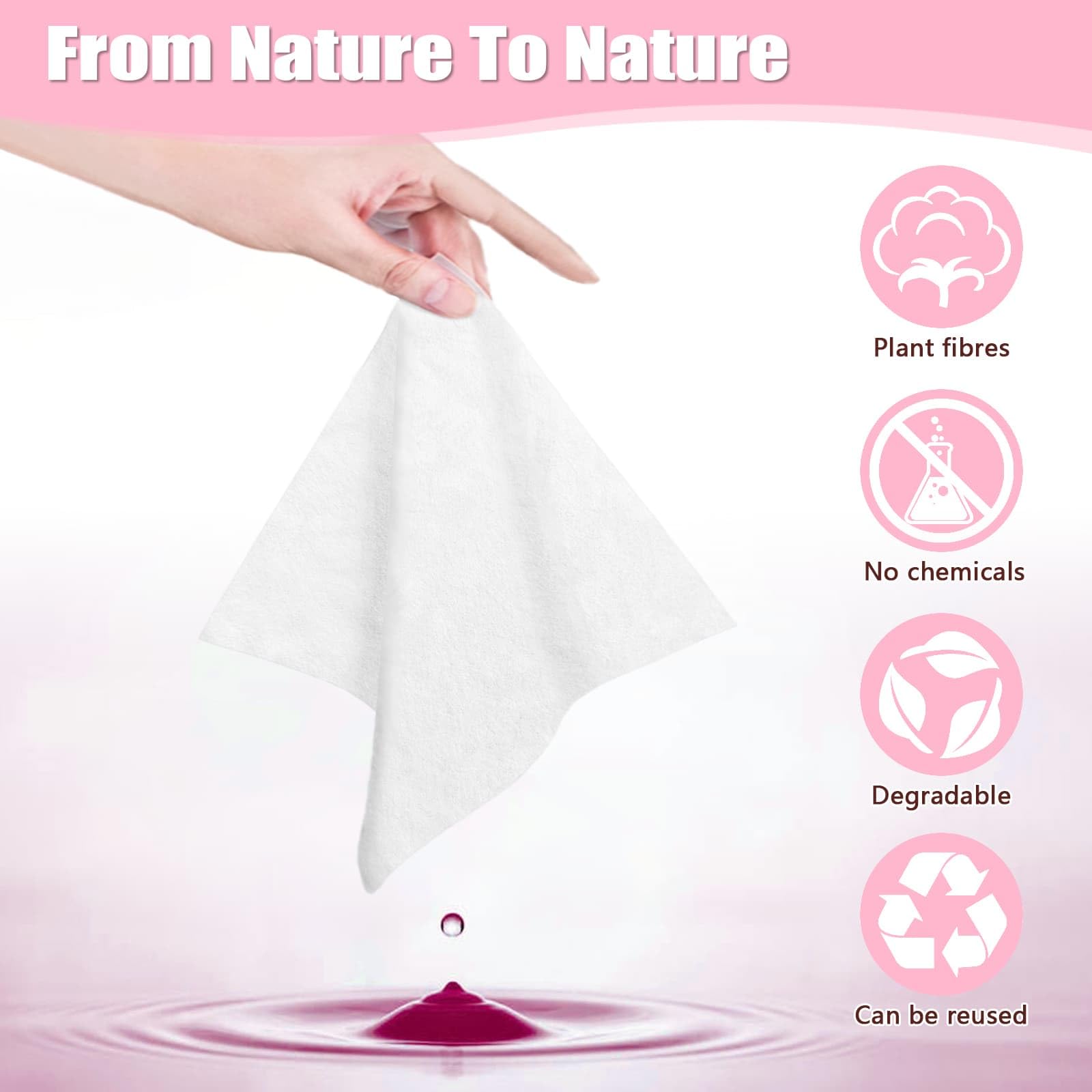 FCAEON Expandable Tower Tablets 23x19cm 200 PCS Bulk Packing Disposable Facial Cleansing Towel Washcloth Compressed Tablets for Sensitive Skin & Beauty & Personal Care (Pink) - Image 3