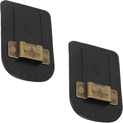 TOURBON Soporte de cinta métrica de cuero para cinturón (paquete de 2 piezas) (negro)