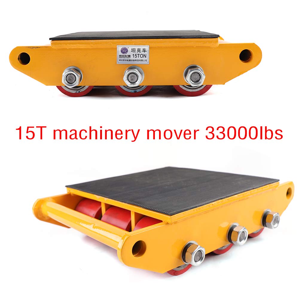 Machinery Mover, Rouleau blindé 15T Heavy Duty Machine à skate scooter meubles appareil chariot de transport avec bouchon rotatif à 360° pour applications industrielles et commerciales Jaune