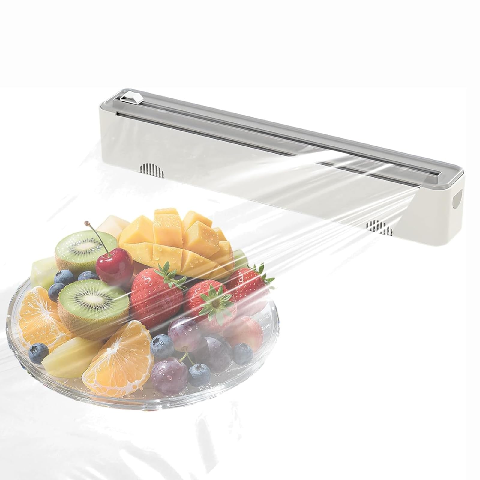 Magnétique Distributeur de Film Alimentaire, Plastique Dévidoir de Film avec Cutter, Distributeur Coupe-capsule Distributeur de Films Magnétique pour Cuisine (Gris)