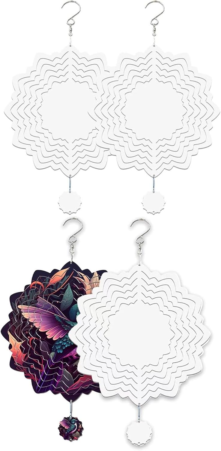 Generic Wind Spinners for Yard and Garden Sublimation Wind Spinner Chime Blanks, 3D Metal Double-Sided Hanging Decoration for Indoor Lamp Tree Wall (Size : 8 * 8in), EDPBVVEDA-RUY041902C2