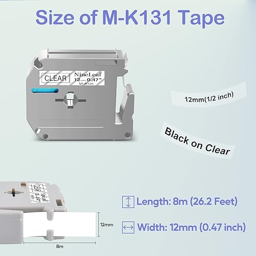 Miniatura 9 de NineLeaf Compatible con Brother P Touch M Tape M-K631 MK631 M631 0.472in 0.47" Cinta de etiquetas amarilla funciona con Ptouch PT-M95 PT-90 PT-70