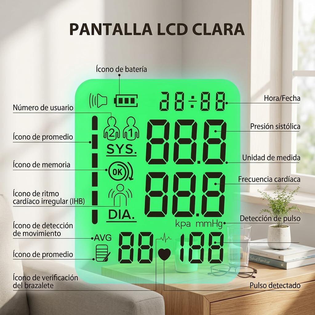 Oryzon Blood Pressure Monitor V1 Pro – Tensiómetro de Brazo Digital con Pantalla LCD Detección Arritmias Manguito Ajustable USB y Pilas para Control Diario