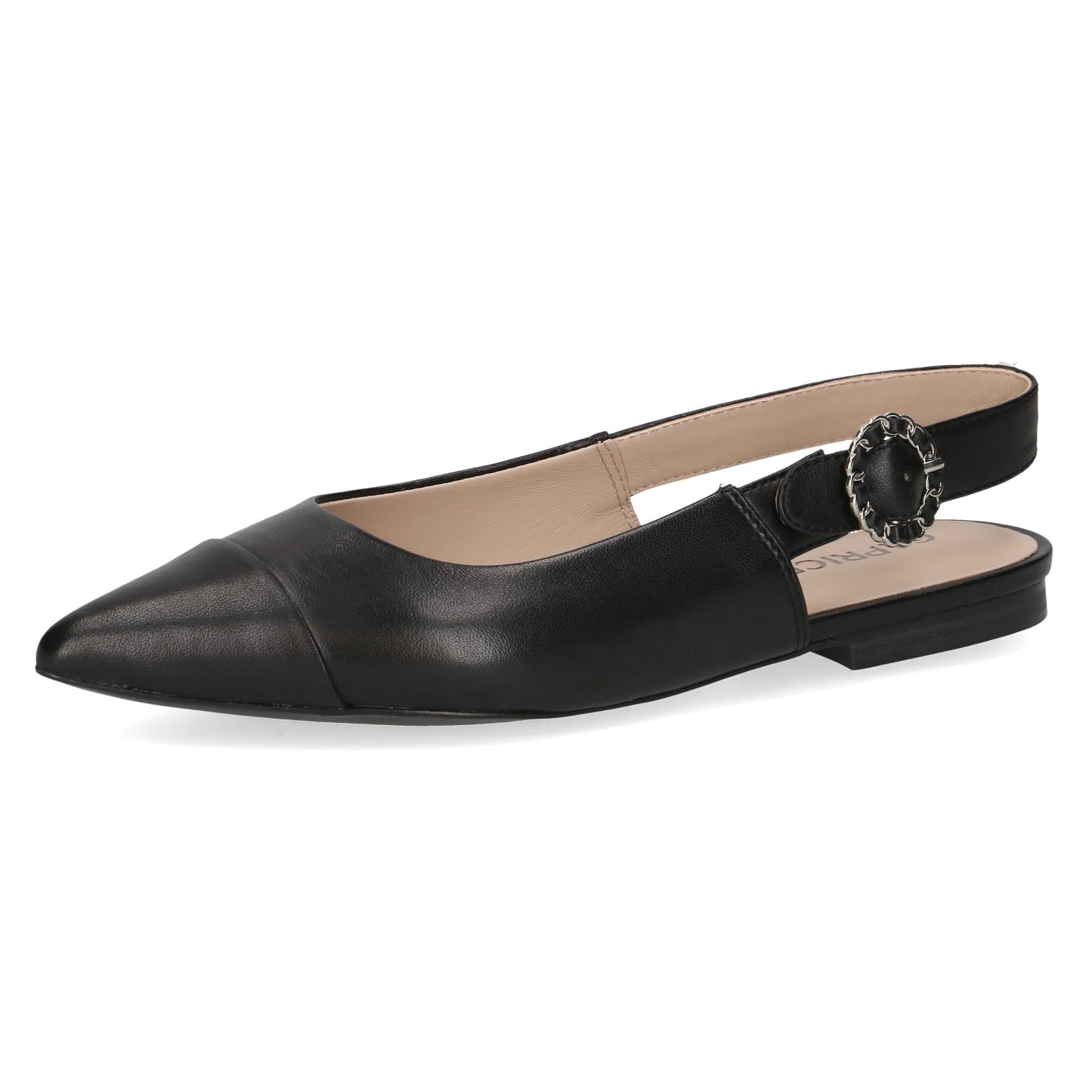 CAPRICE Women Slingback Pumps Leather Pointed, Black (Black Nappa), 4.5 UK