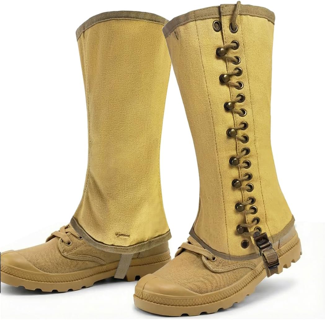 SMONT WW2 US. M1936 Gaiters Leggings Repro WWII Soldier Canvas Puttee for Hiking Climbing Khaki