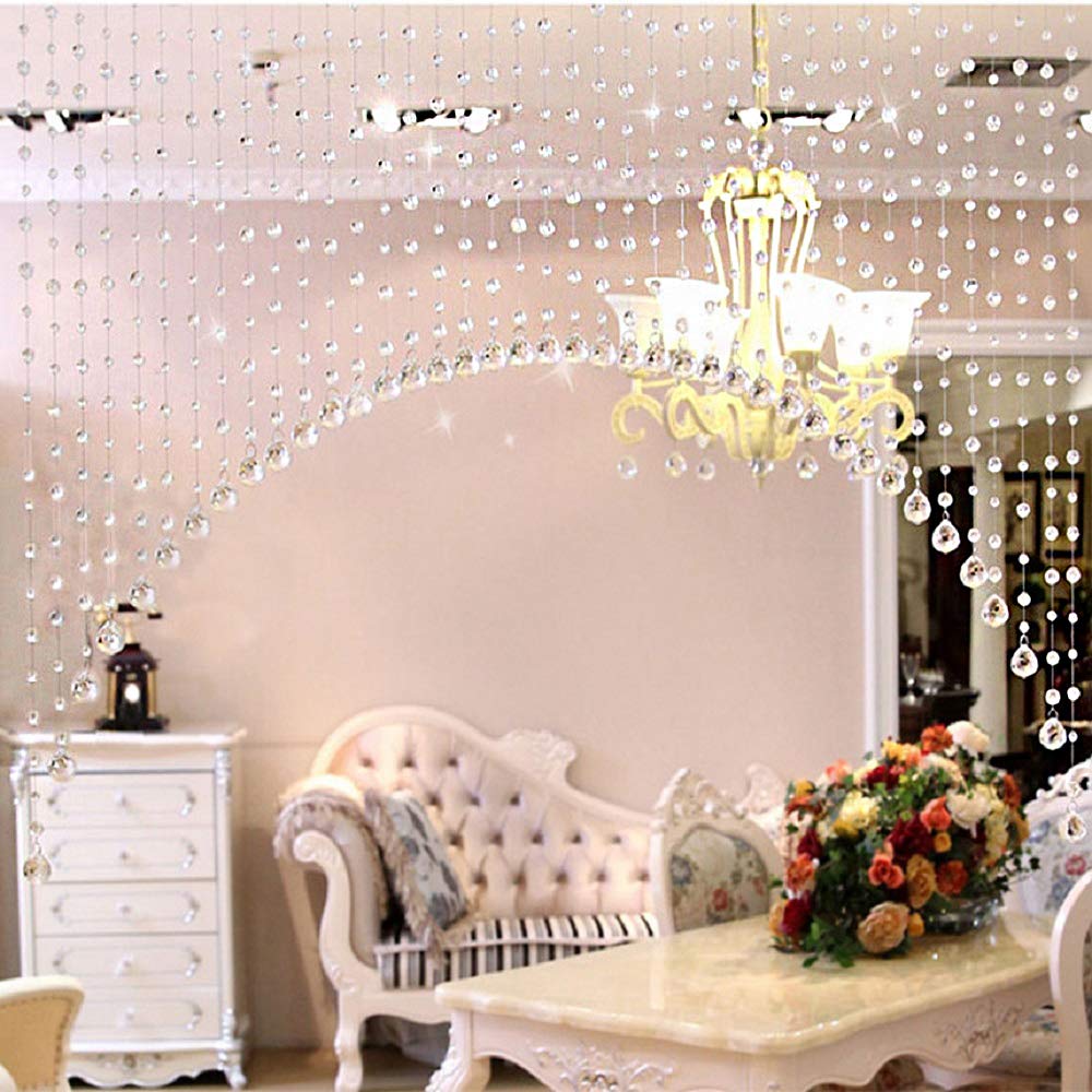 LIGHT WAVE lw Crystal 30 String Glass Drops Crystal Beads Curtain with 30 mm Glass Drops Arch Shape (30 String Suitable fo 4 to 5 feet)