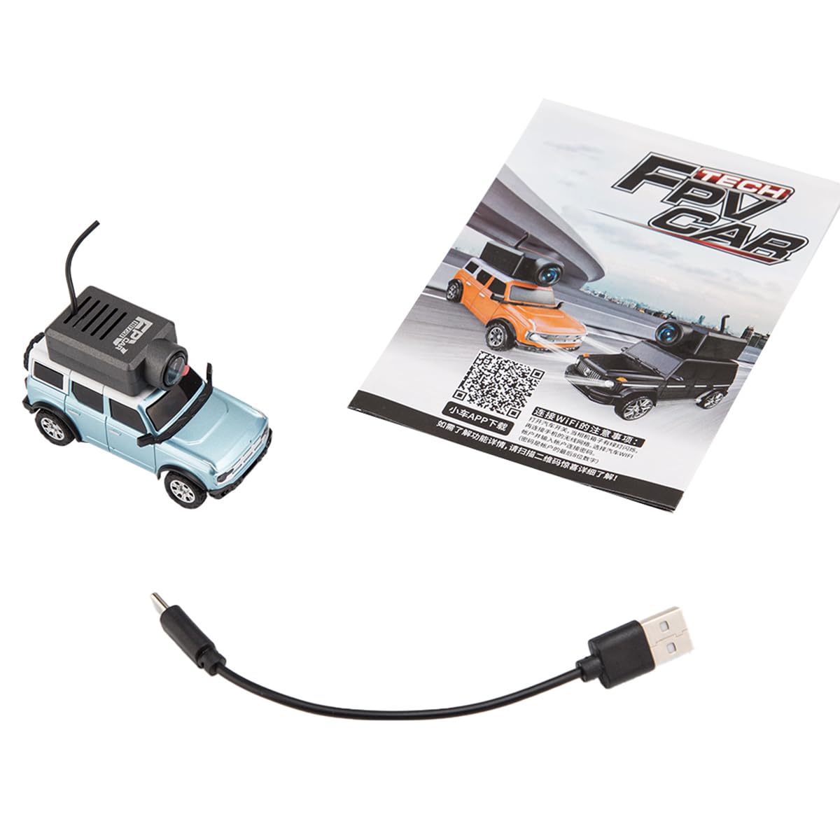 WANENGEDIY FPV Min RC Coche con Cámara y Remolque, WL 1/64 Escala Control por Aplicaciones, FPV Mini Coche de carreras con 3 modos de velocidad e iluminación bajo el suelo, regalos para