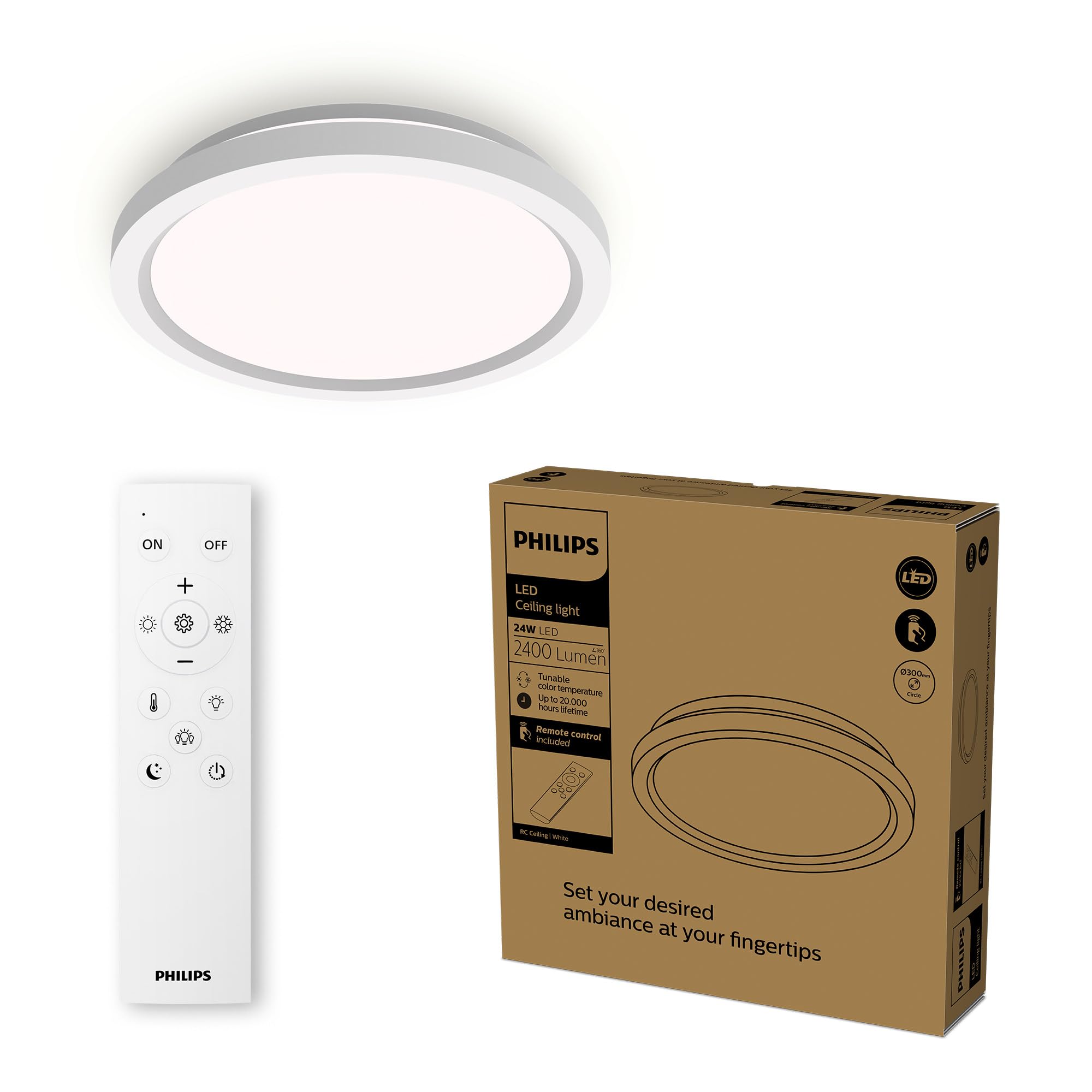 Philips LED Deckenleuchte rund, dimmbar, Tunable White, Wohnzimmer, Schlafzimmer, kein Flimmern, modernes Design