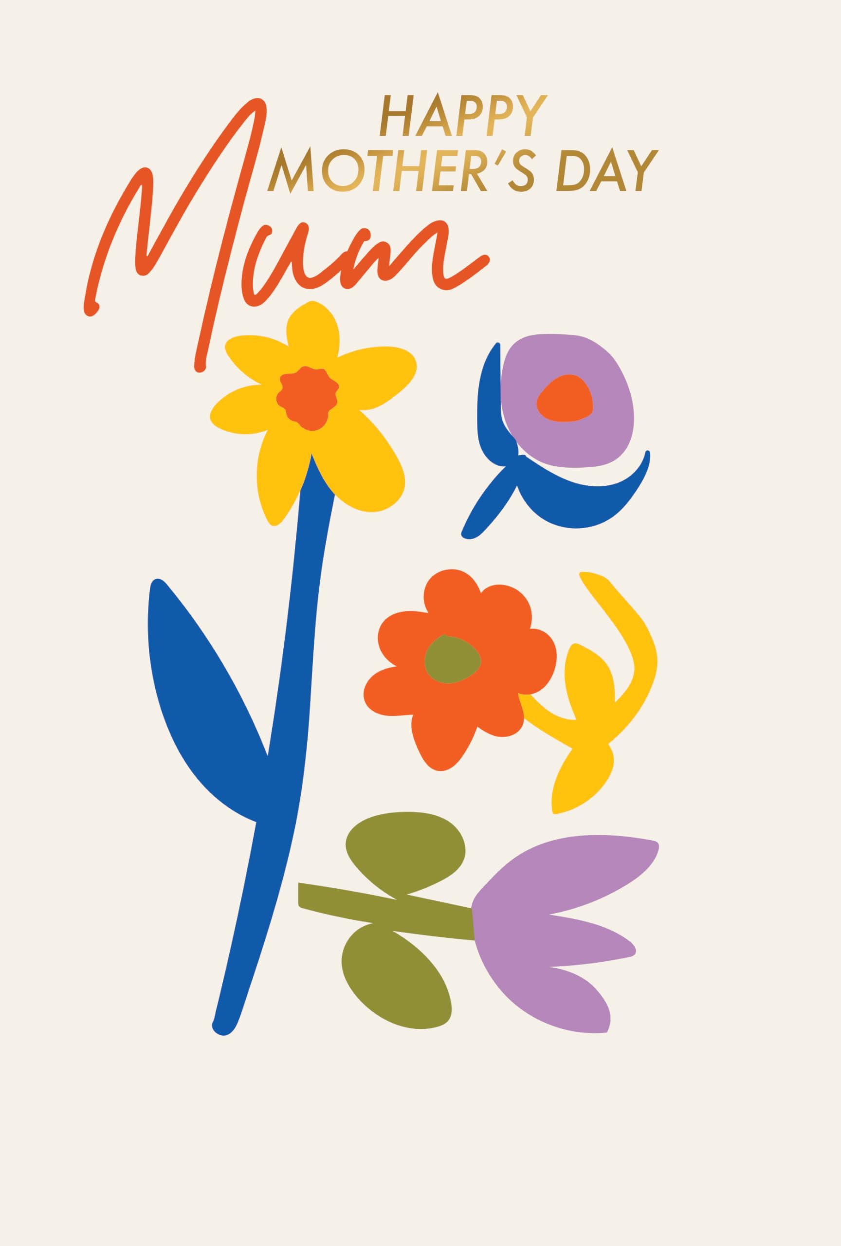 Marie Curie Charity Card For Mother's Day, Happy Mothers Day Modern Illustration Floral Flowery Design For Mum