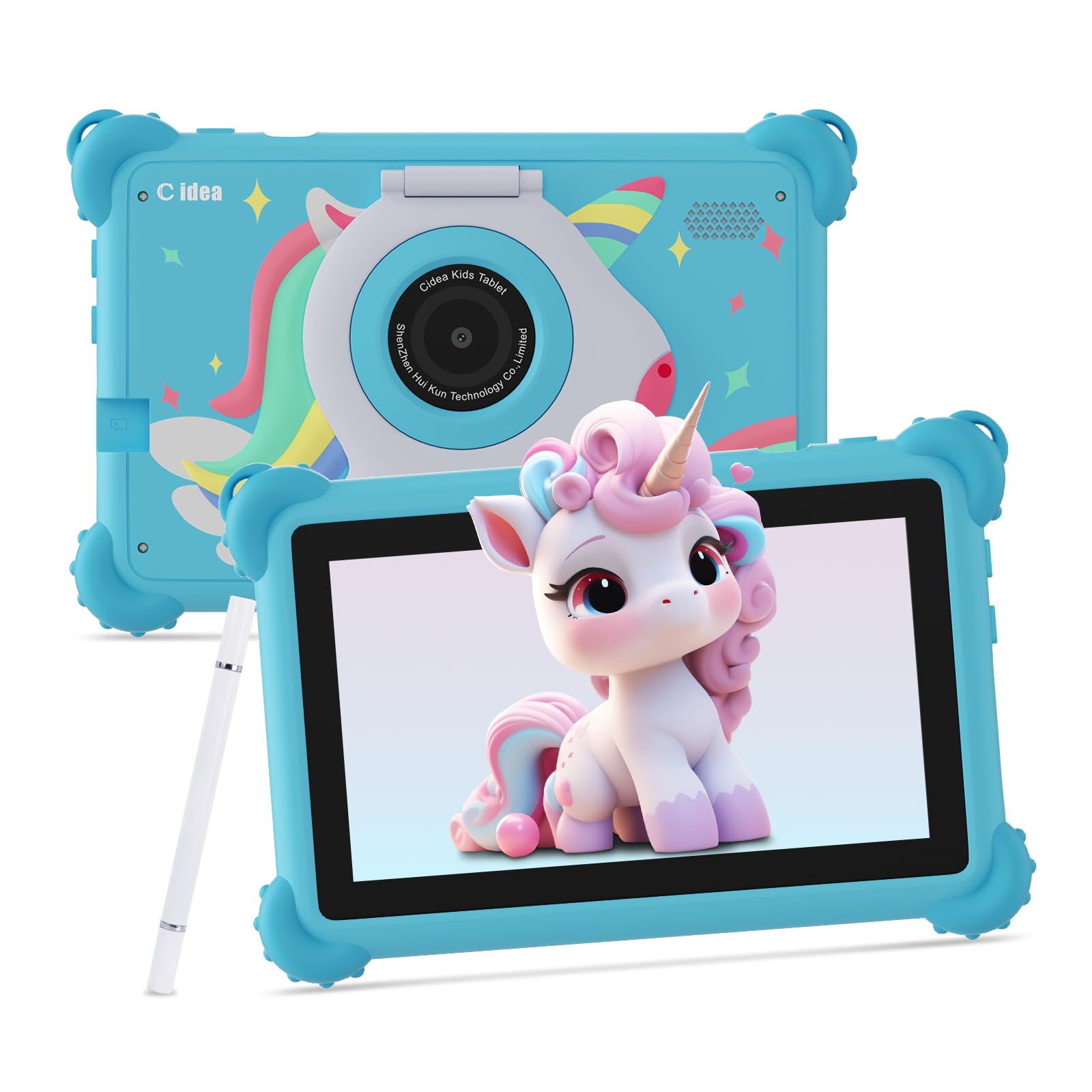 C idea, tablet per bambini, Android 15, 7 pollici, 1024 x 600, 6 GB (3 + 3) RAM + 32 GB ROM, batteria 2500 mAh, app per bambini preinstallate, compatibile con Wi-Fi e Bluetooth (blu)