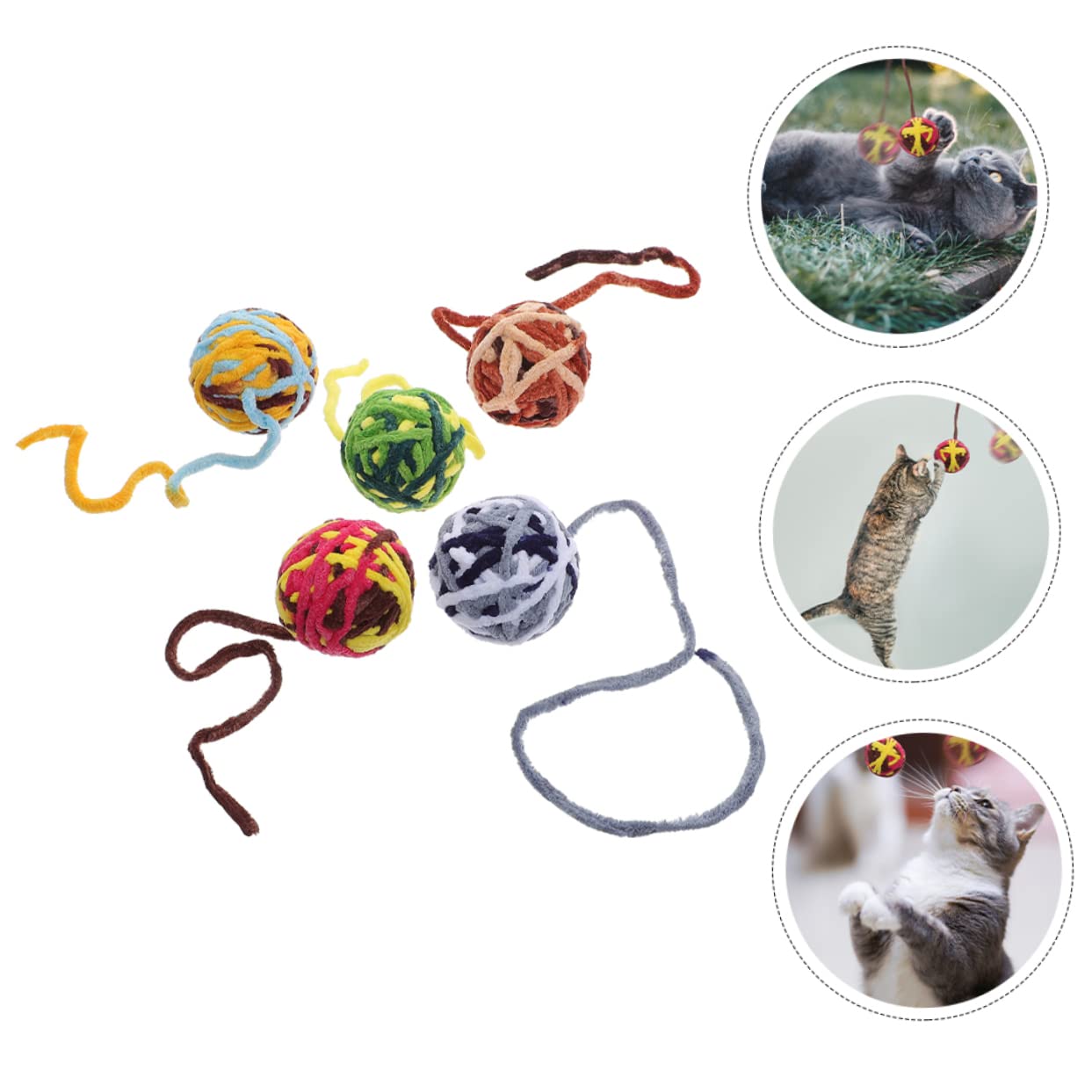 Yardwe 25pièces De Chat Colorées avec Clochettes Jouets Résistants pour Et Stimule Et Instinct Naturel Style Mélangé