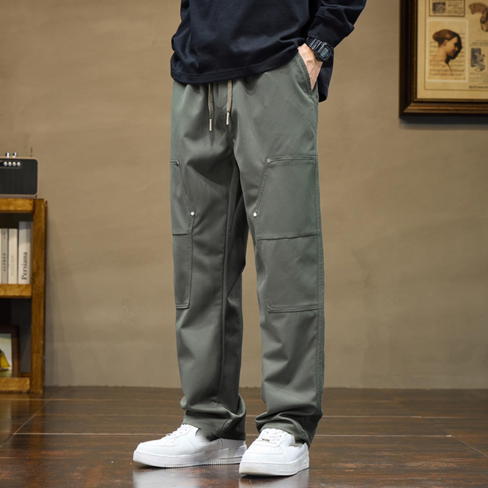 Pantaloni Casual per Uomini per Autunno Sportivi Lunghi, in Stile da Lavoro