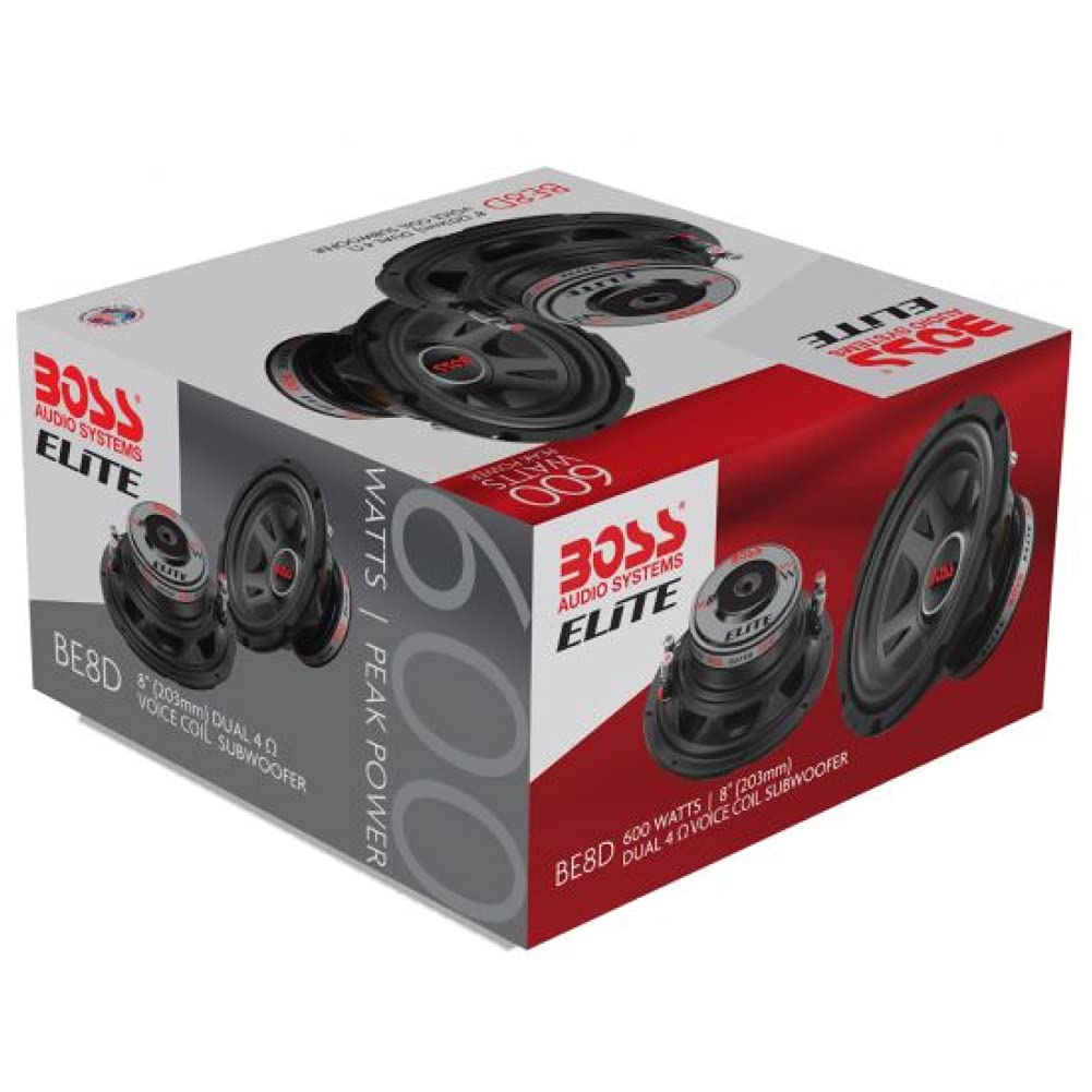 Subwoofer 1 x Audio Systems Elite BE8D 20,00 cm 200 mm 8" diametro doppio bobina dvc 4+4 ohm 300 Watt rms 600 Watt Max 83 DB, 1 pezzo
