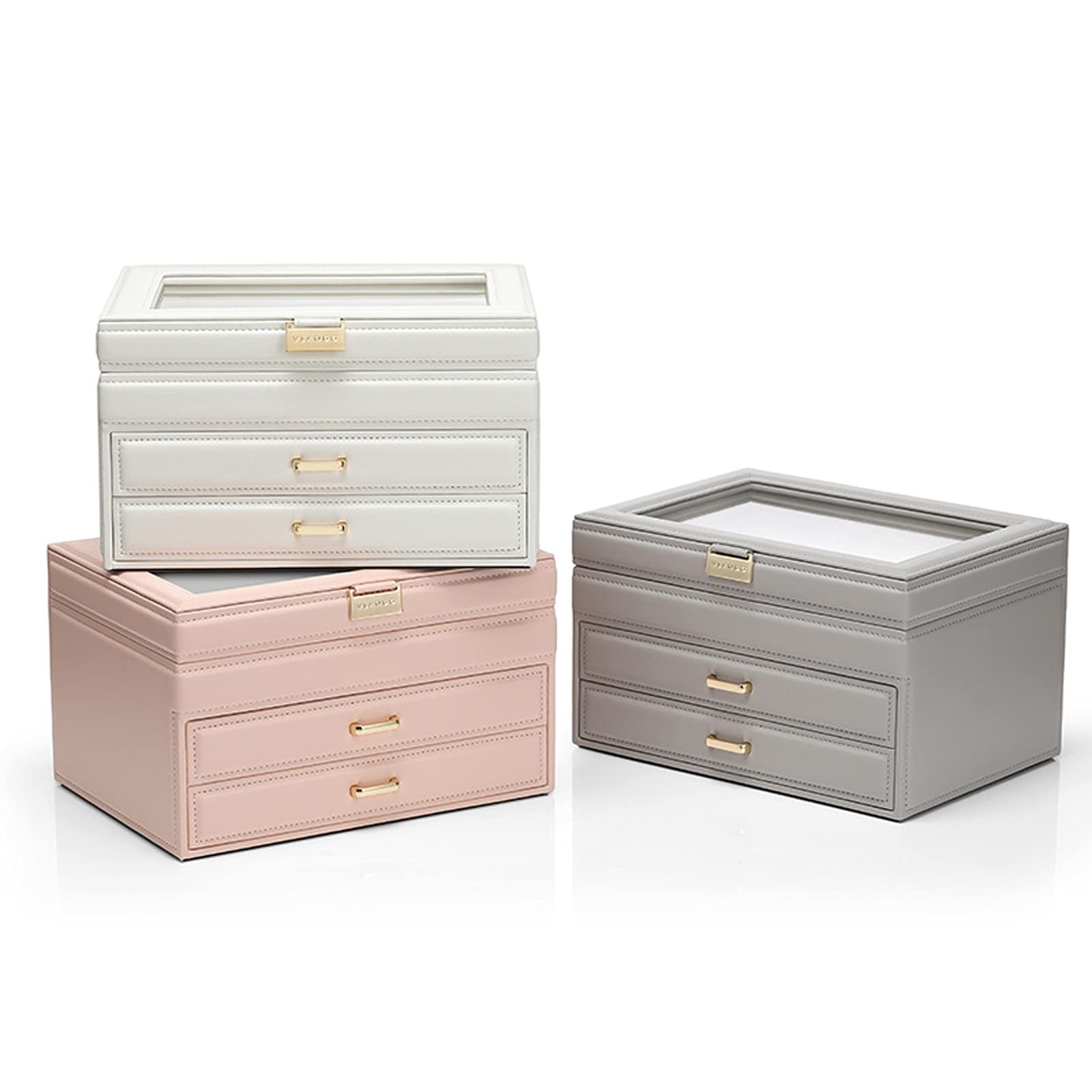 Schmuckkästchen für Damen, Schmuck-Organizer, tragbares Reise-Schmucketui, 3-lagig, großes Display, Schmuckkästchen für Ohrringe, Ringe, Halsketten, Schmuck-Organizer für Damen, kleines Geschenk