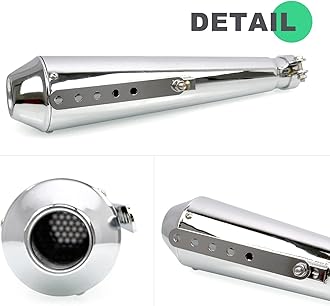 RYANSTAR RACING Stainless Steel Motorcycle Exhaust Muffler Silencer Pipe Inlet 1.46 1.54 1.65 1.77Inch Motorcycle Exhaust for Dirt Bike Street Bike Scooter(Silver)