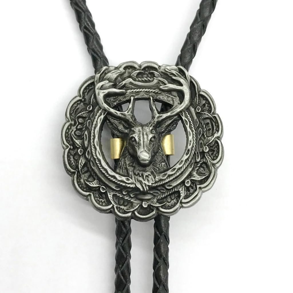 Cravatte da cowboy, Cravatta da cowboy unisex con testa di cervo vintage