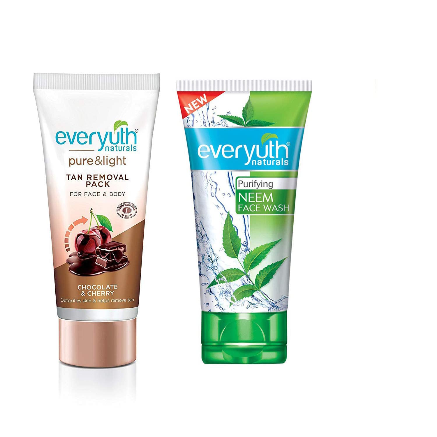 EveryuthChoccolate&Cherry Face Pack 50gm and Purifying Neem Face Wash, 50gm, Combo Pack