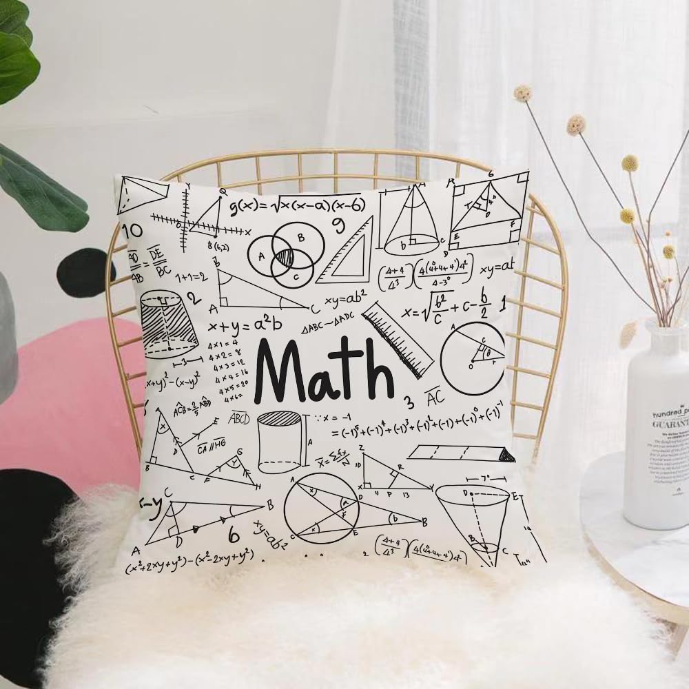 HYOSXW Cushion Cover,Throw Pillow Case Home Decorative for Living Room Bedroom Sofa Chair 16X16 Inch,Mathematics Classroom decoration, Handwritten Mathematics Text and icons,Pillowcase 40X40cm