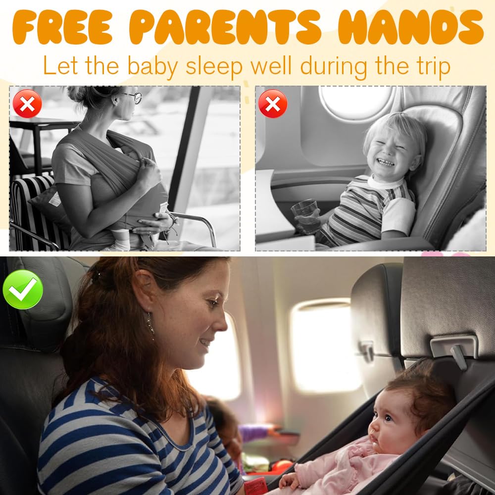Lettino Viaggio Bambini per Aereo, Culla da Viaggio Neonato Portatile con Poggiapiedi, Estensione Sedile Per bambino In Aereo, Traspirante e Compatto per Dormire in Volo e Auto