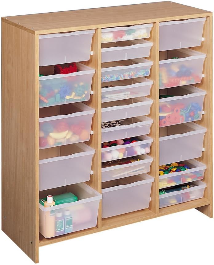 Nathan Tall Unit with 20 Clear Trays, Beech Effect Melamine