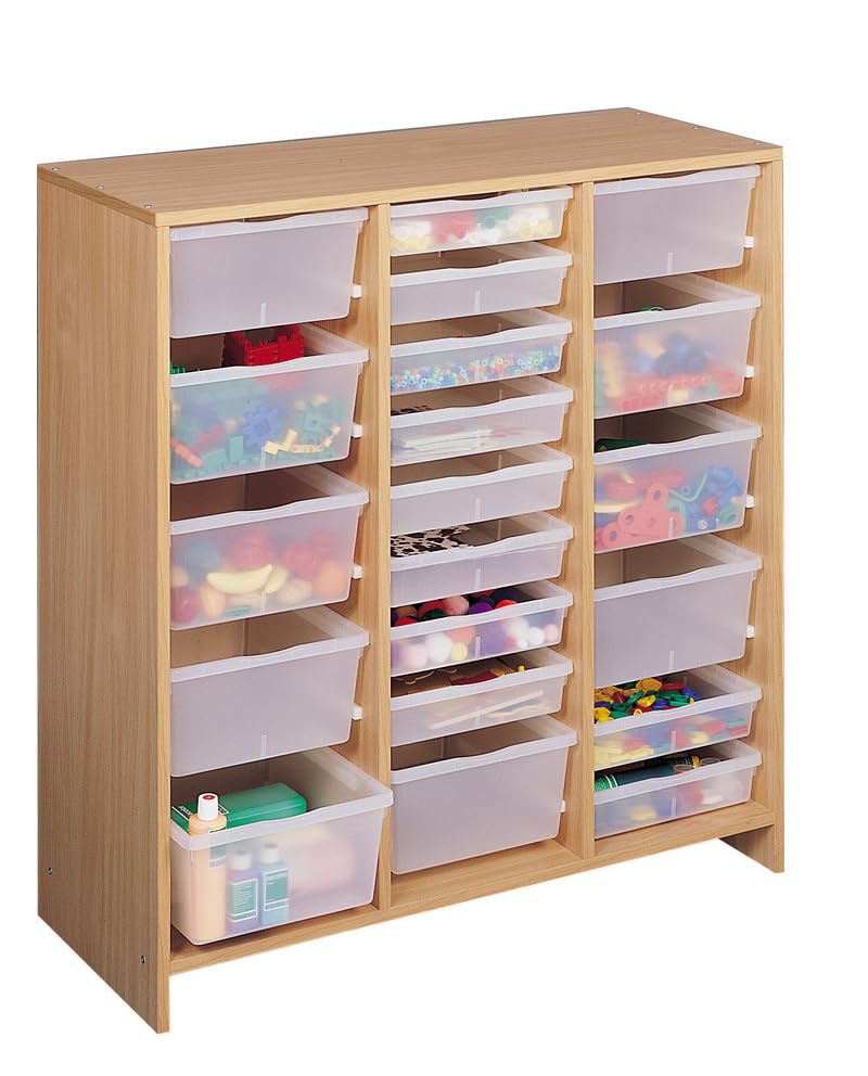 Tall Unit with 20 Clear Trays, Beech Effect Melamine