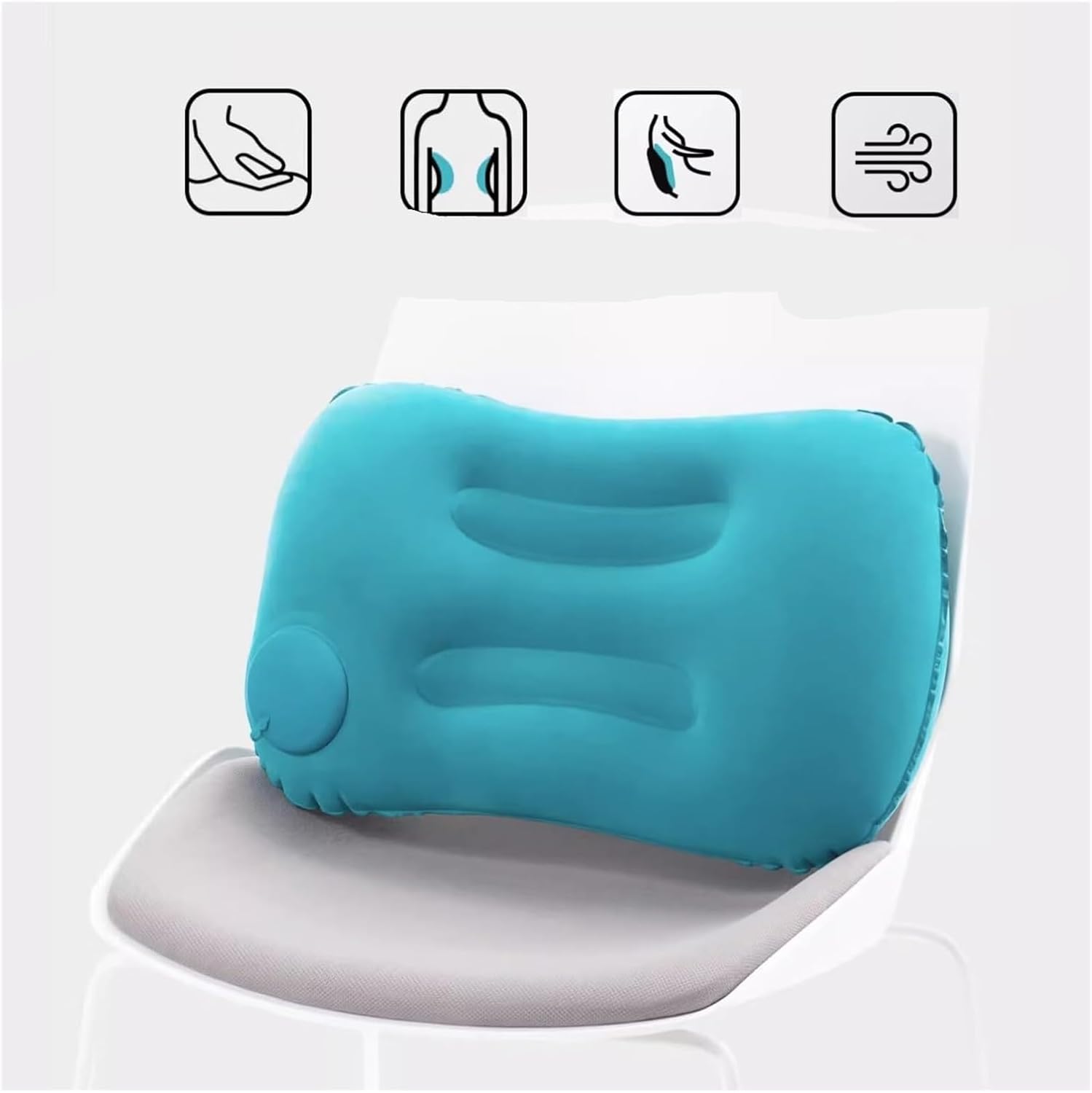 Portable Comfortable Inflatable Pillow, Camping, Pool, Ultra Soft Car(Green)