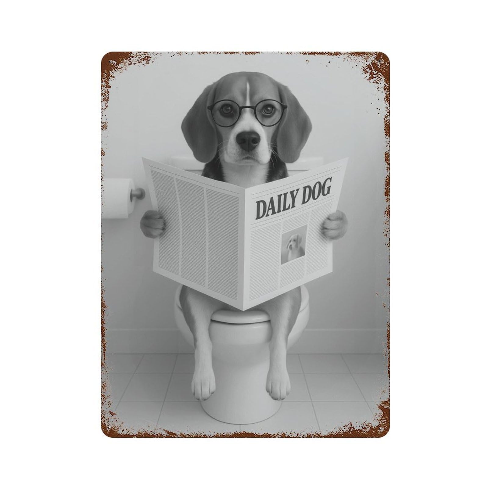 xiaoxiaoshen Beagle Bathroom Print Wall Decor Art Metal Tin Poster Modern Home Decor Art Home Bar Shop Decorations Vintage Sign 40x30cm