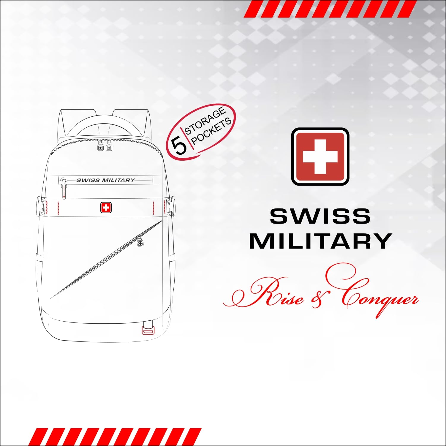 SWISS MILITARY 30L Laptop Travel Backpack for 15.6 Inch Laptop, Unisex Office & College Bag with Luggage Strap, Anti-Theft Pocket, Detachable Key Ring & Expandable Bottle Pocket Black — Amazon image 8