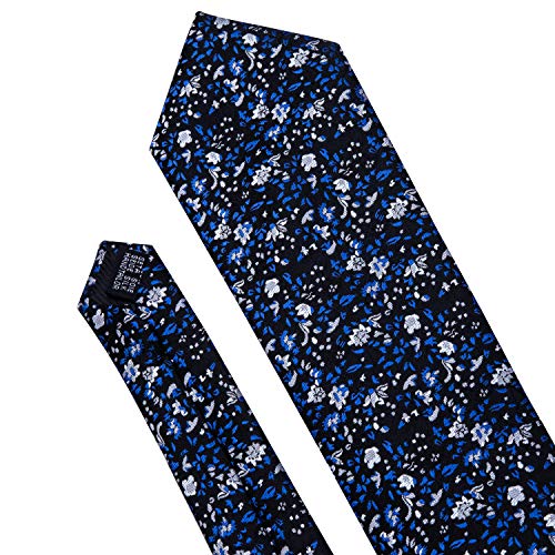 Image of Barry.Wang Floral Ties for Men Flower Necktie with Tie Clip Formal