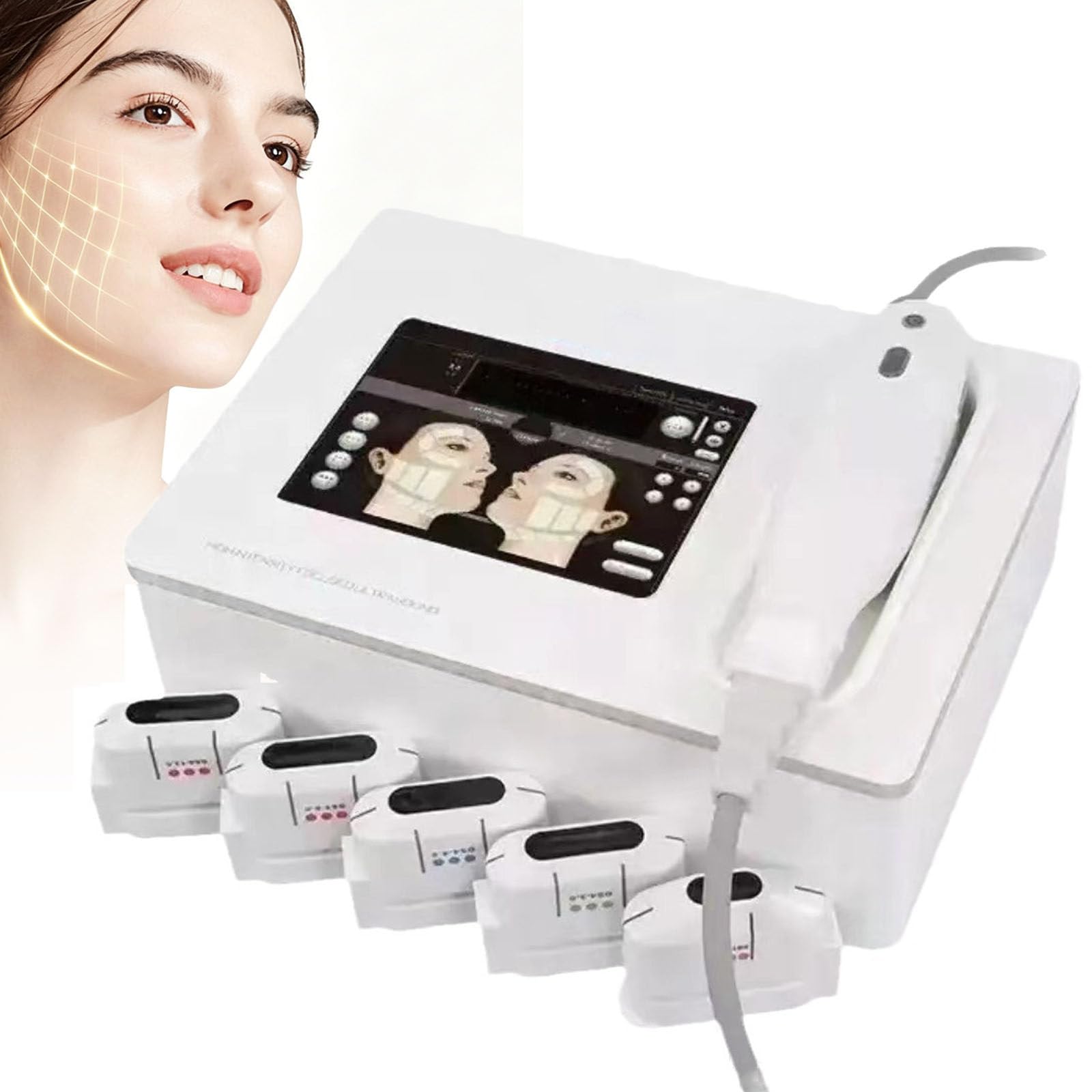 Wasd3Pods Hifu Skin Tightening Machine for Face and Body,Portable Anti-Aging Machine,With 3/5 Cartridges Intensity,10000 Shots,For Home Beauty Salon 5Heads