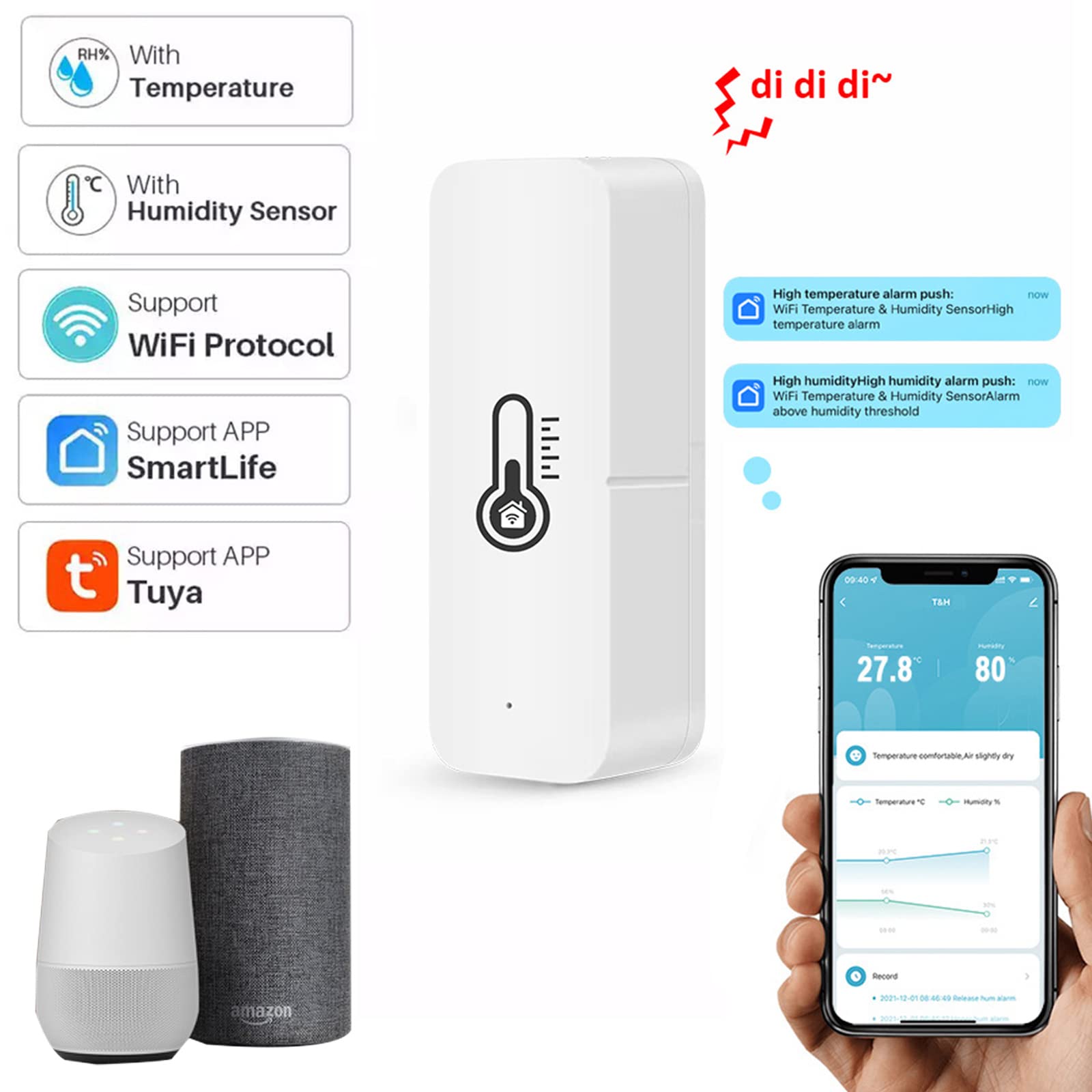 Termómetro térmico con Bluetooth para interiores, higrómetro térmico con aplicación inteligente y registro de datos, termómetro de habitación, sensor de temperatura para habitación de bebé