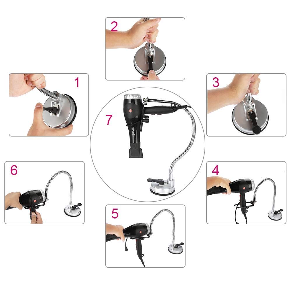 Supporto universale per asciugacapelli girevole 360° parete e tavolo multifunzione per capelli unghie e animali domestici