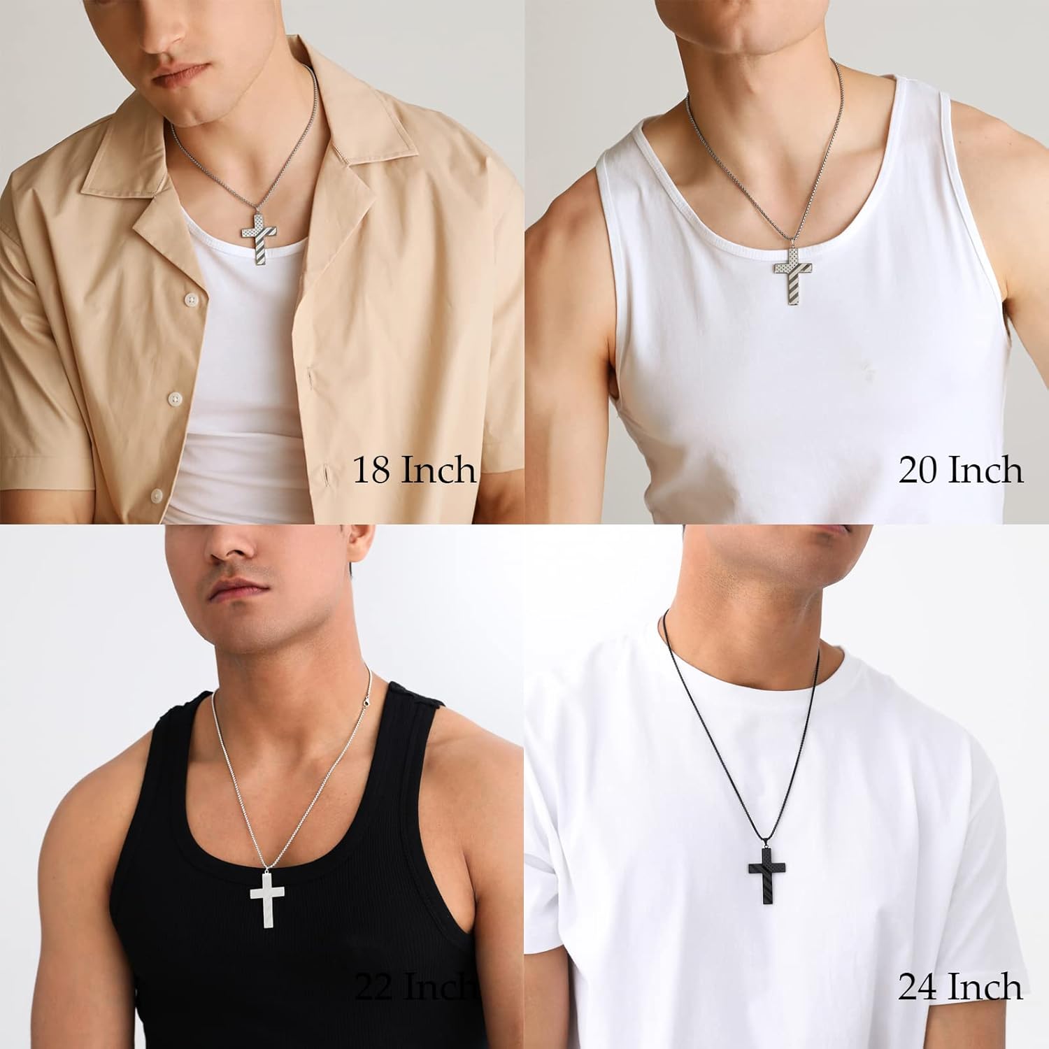 Cross Necklace for Men, Christian Pendant Necklace, Stainless Steel Cross Pendant with Engraved Bible Verse, Religious Gift for Men