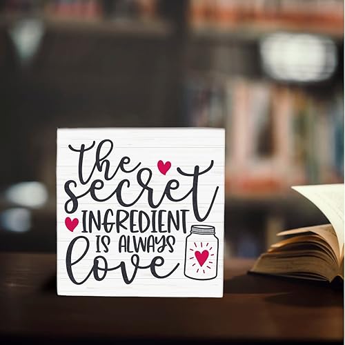 Miniatura 4 de Divertida decoración de cocina decoración de escritorio letrero inspirador de amor corazón rústico bloque de madera negra letrero para el hogar