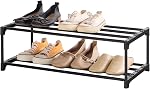 Shoe Rack,2-Layer Shoe Rack Small,Can Hold 6 Pairs Of Shoes,Shoe Shelf Storage Organizer,Anti-Rust Coating,Suitable For Dormitory,Rental House,Balcony,stacking up Shoe rack (2 Tier),Black