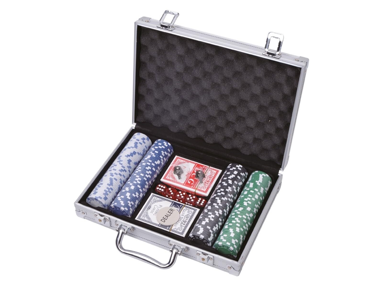 Maletín Aluminio con Fichas y Cartas de Poker 200 Piezas