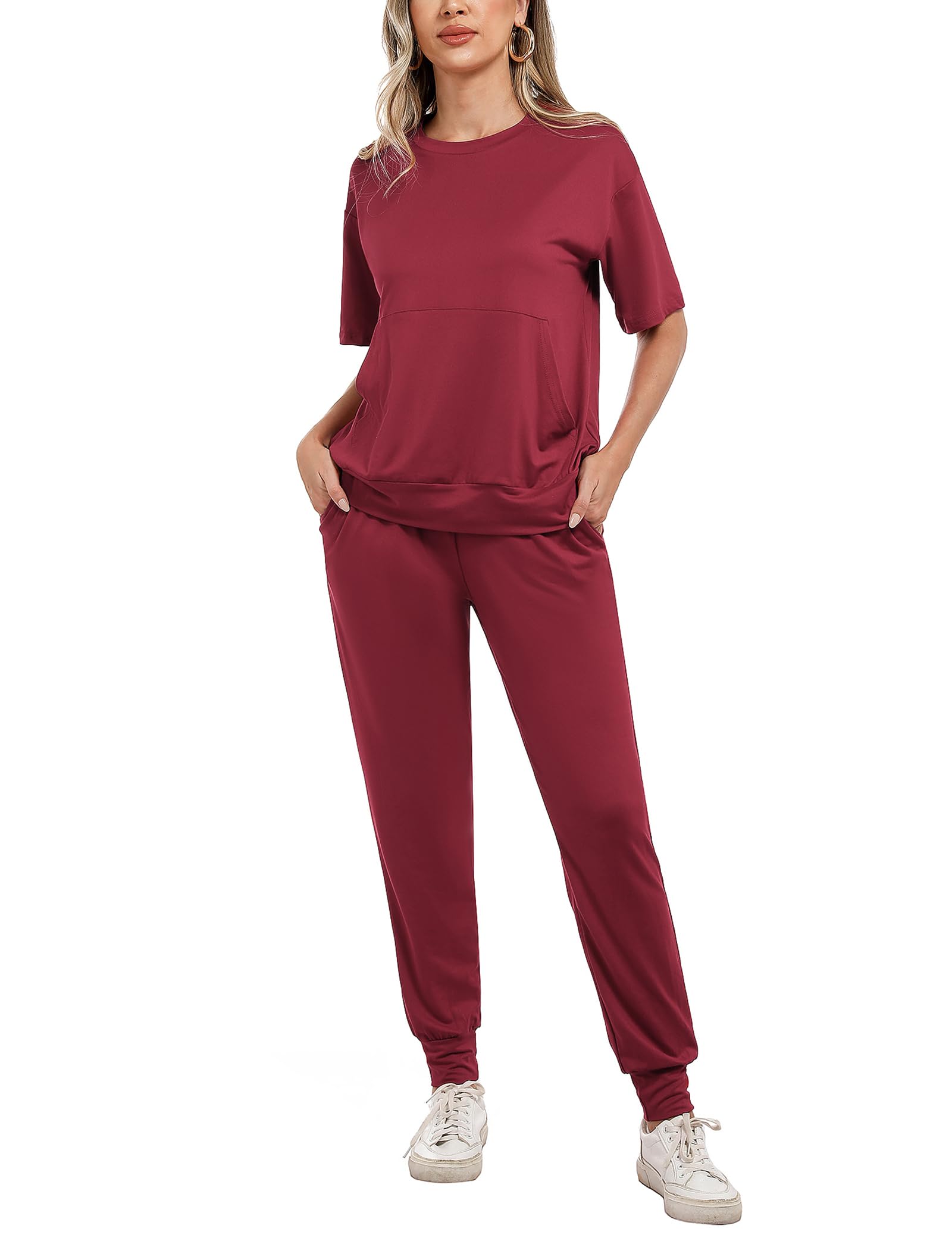 Irevial Sportivo Donna Completo,Completi Sportivi Donna Due Pezzi, Tuta Donna Sportiva Estiva, T-Shirt & Pantaloni Casual, Elegante Tuta Donna Ginnastica per Jogging, Training, Casa, Fitness