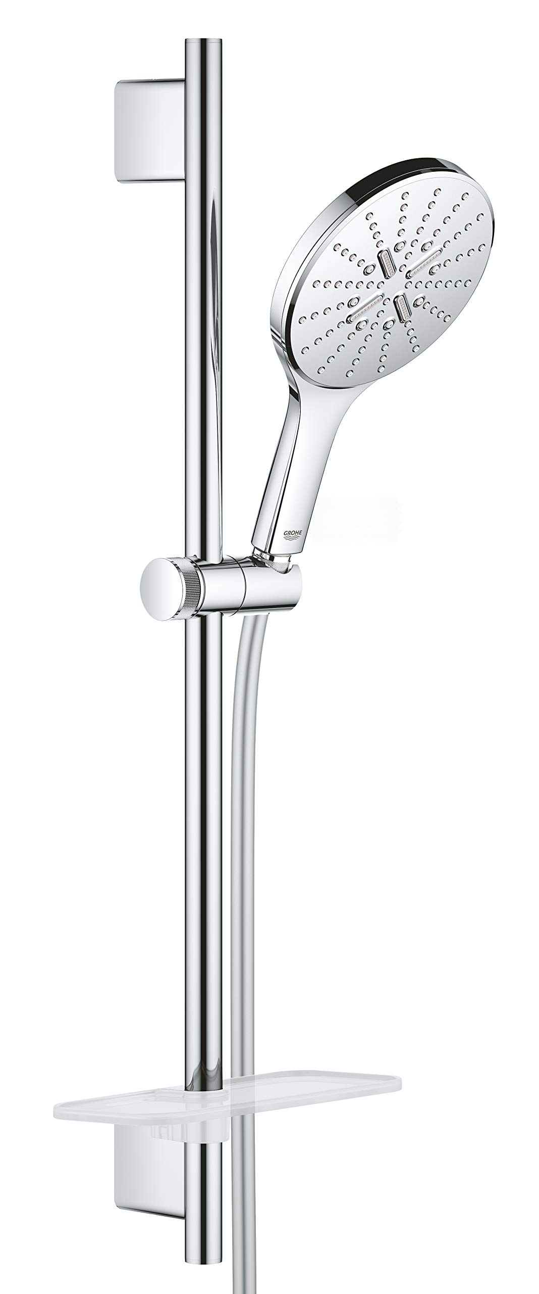 Grohe Chrome Rainshower 150 Smartactive Shower Rail Set 3-Spray 150Mm Hand Shower With 600Mm Rail, 1750Mm Silverflex Hose Finish Made In Germany 26591000