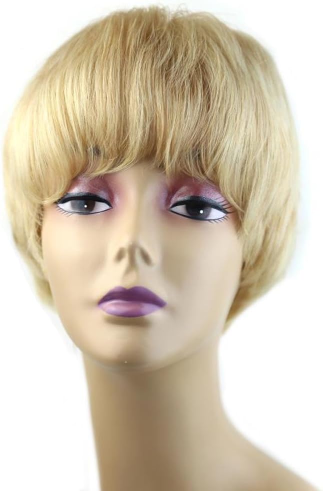 Kanuosi Kanuosi 5" Cute Short Pixie Wigs with Bangs Blonde - Pixie Cut Wigs for White Women - Human Hair Wigs Caucasian Wigs - Short Straight Wig Beauty Personal Care