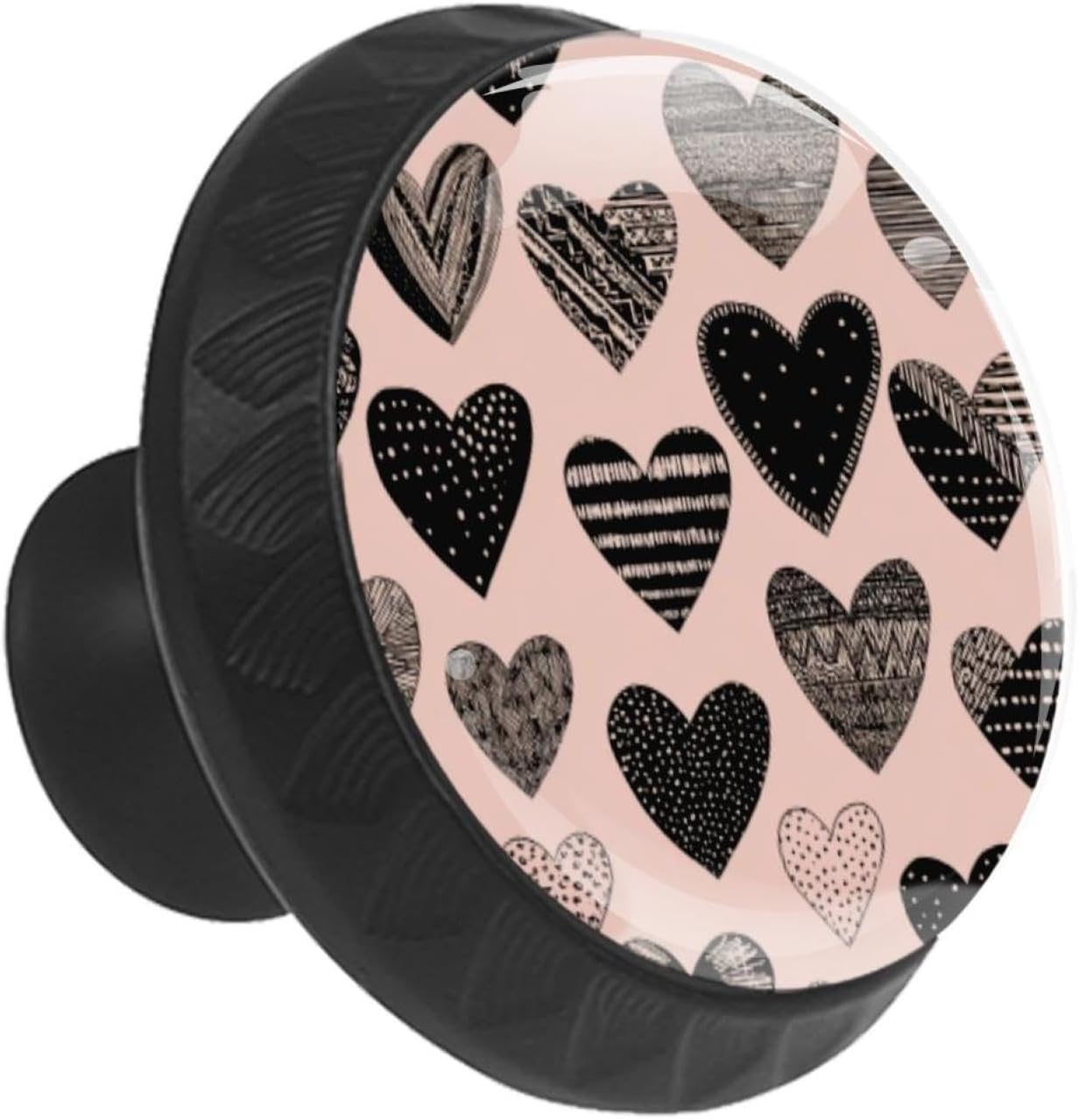 Hearts Pattern (3) Crystal Glass Decorative Cabinet Knobs, Premium Drawer Pulls with Screws for Kitchen Cabinet Bathroom Dresser Wardrobe