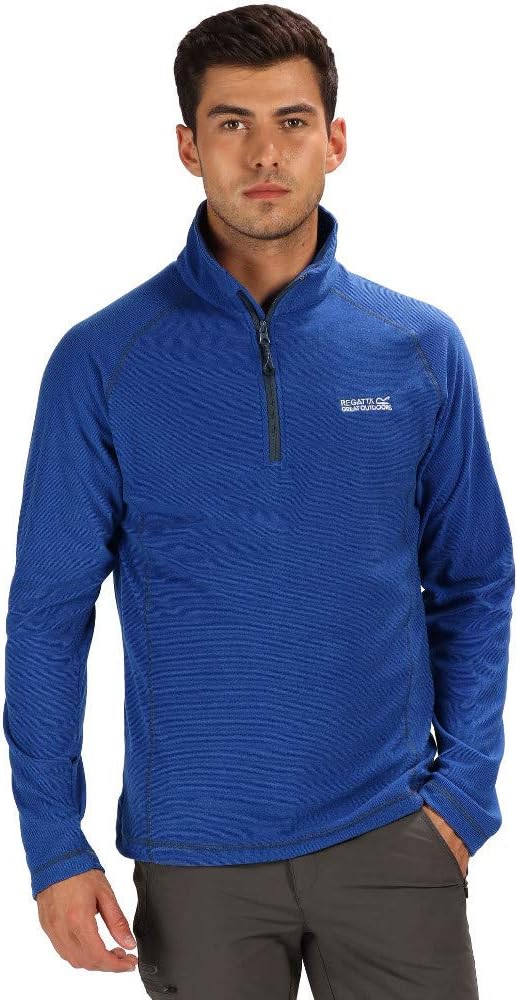 Regatta Mens Montes 1/2 Zip Mini Stripe Outdoor Fleece Pullover S Surf Spray