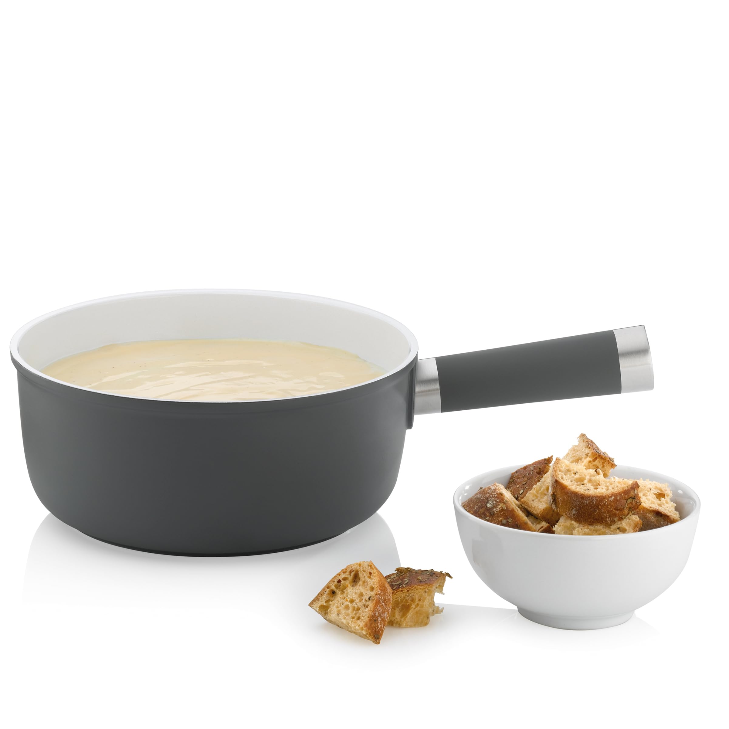 kela Käsefondue Set 10tlg, Aluguss Fondue für 6 Personen LANCY, keramisch beschichtet, Käse Fondueset mit Brennpastenhalter, Gabeln, Gabelhalter