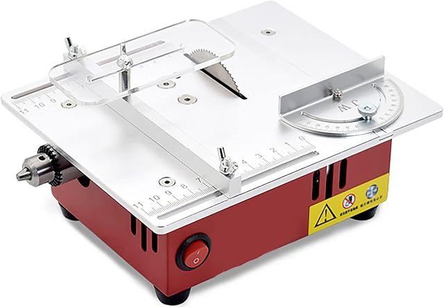 MFYDPP Mini Table Saw 96W Portable Precision Table Saws Adjustable Cut Depth For Hobby Craft Modelling Diy Handmade Woodenwith Chuck Grinding Disc