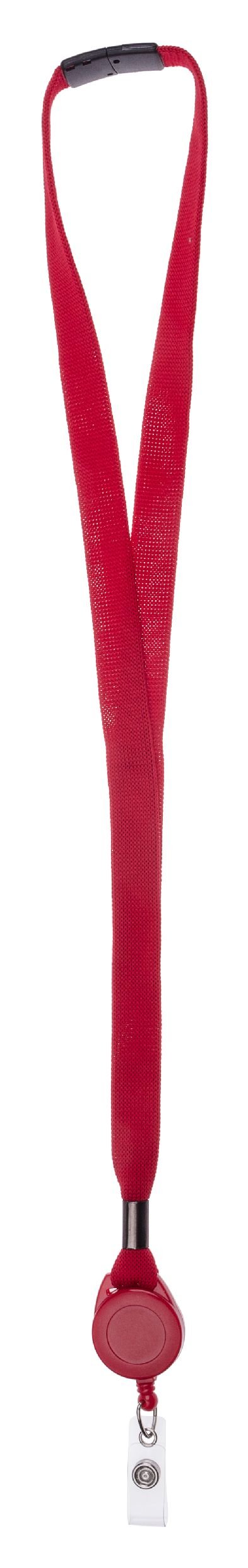 Karteo Schlüsselband mit Ausweisjojo rot [50 Stück] Lanyard mit Sicherheitsverschluss und Ausweishalter ausziehbar mit Vinylstrap für Kartenhalter Ausweise Karten
