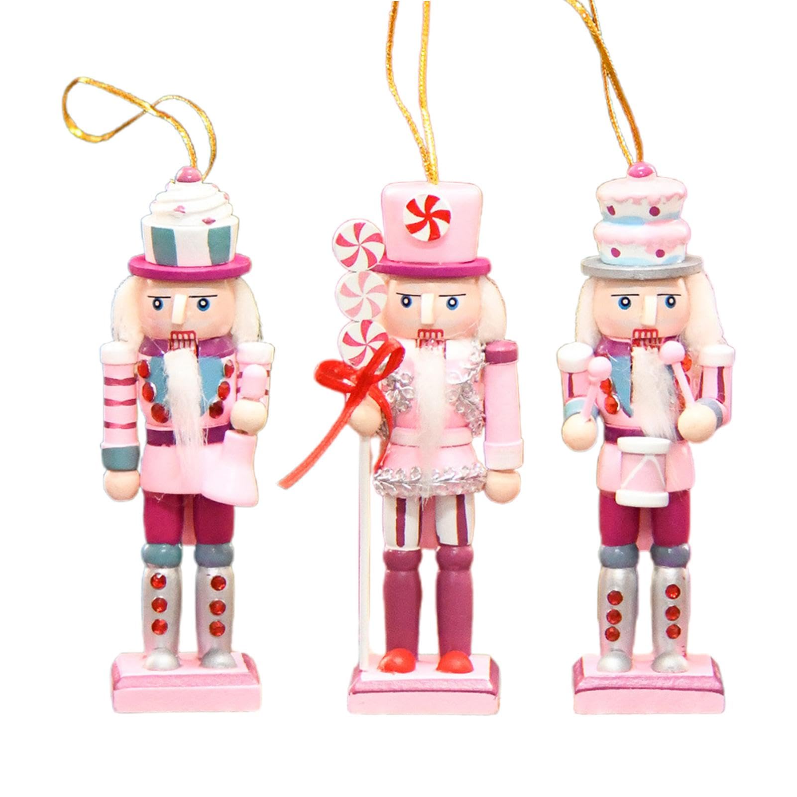 Amazon.co.jp: くるみ割り人形オーナメント、ピンクの木製クリスマス