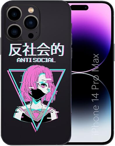 Funda compatible con iPhone 14 Pro Max, funda anti social Kawaii Manga Otaku japonés cómic para hombres, mujeres y niños, diseño de anime pattán