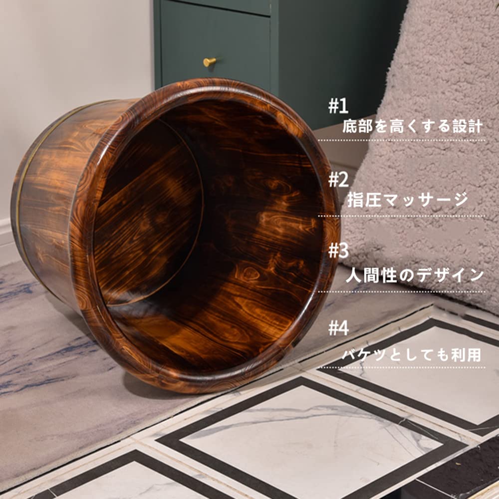 Amazon | Tomiki 足浴桶 フットバス (ヒノキ材) 足浴器 足湯 バケツ 