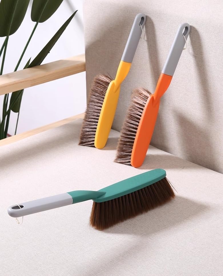 Miniatura 8 de Paquete de 3 cepillos de escoba de mano de 15 pulgadas, cepillo de limpieza de cama de cerdas suaves, cepillo de contador, cepillo de barrido de