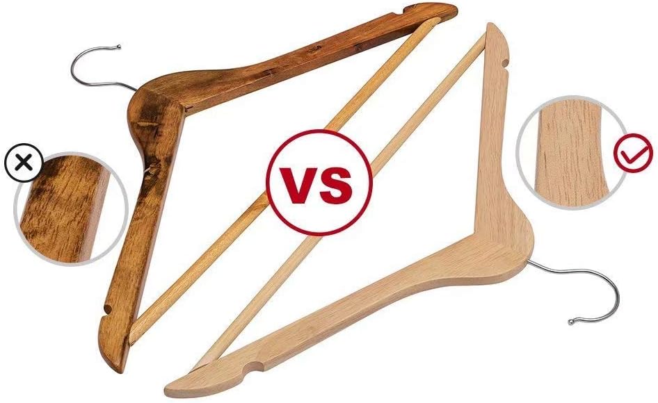 ELONG HOME Plastic Clothes Hangers 20 Pack and Solid Wooden Hangers 20 Packs